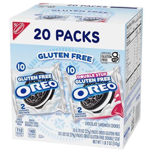 OREO Gluten Free Original & Double Stuf Chocolate Sandwich Cookies Variety Pack, Gluten Free Cookies, 20 Snack Packs (2 Cookies per Pack)
