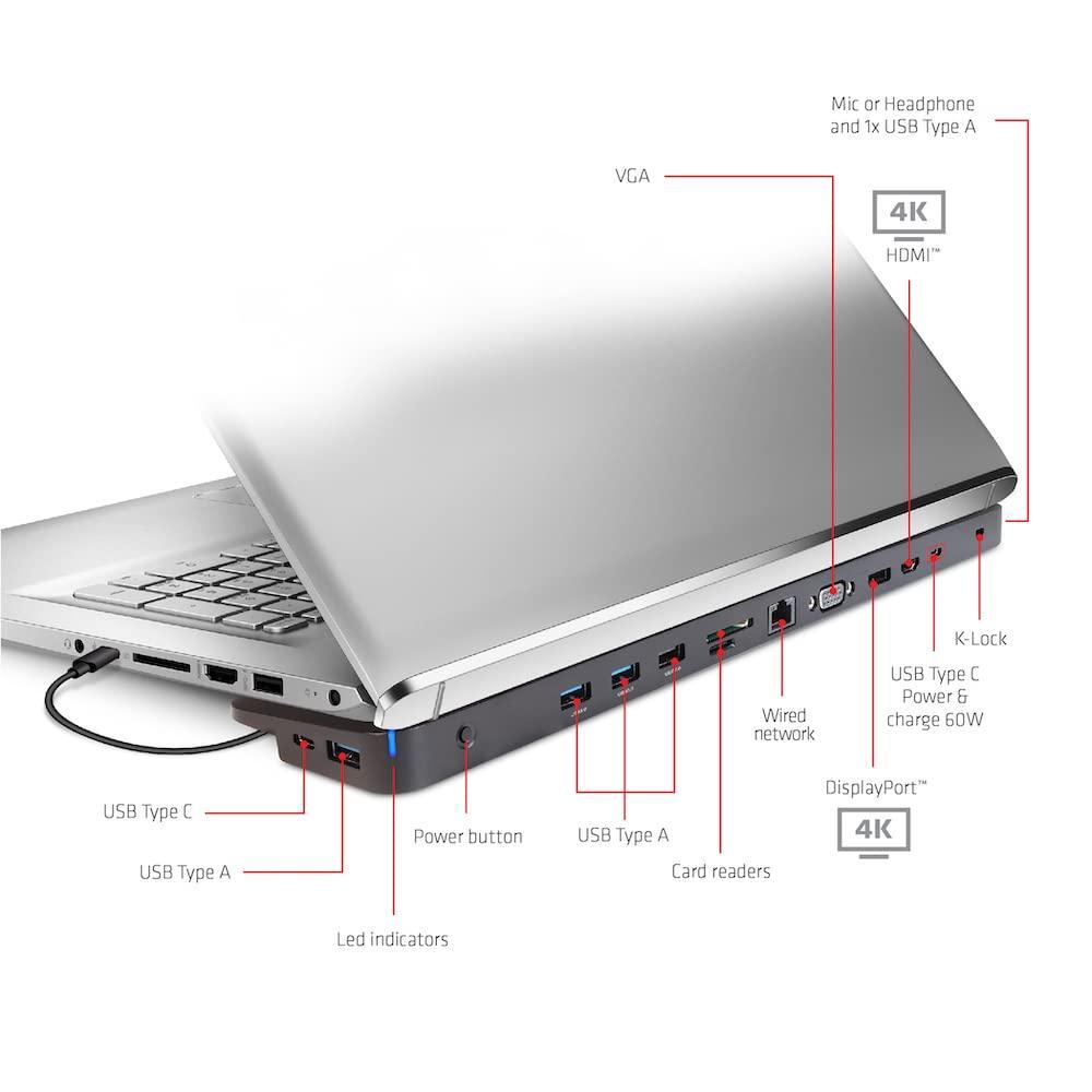 Club 3D CSV-1564W100 USB Gen1 Type-C Triple Display DP1.2 Alt Mode Smart PD3.0 Charging Dock with 100 Watt Power Supply