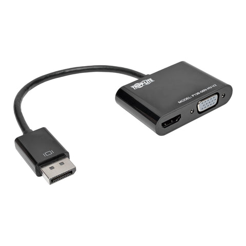 Tripp Lite DisplayPort 1.2 to VGA/HDMI All-in-One Converter Adapter, 4Kx2K HDMI @ 24/30Hz, 6in (P136-06N-HV-V2),Black