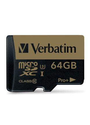 Verbatim 64GB ProPlus 600X microSDXC Memory Card with Adapter, UHS-1 U3 Class 10, 44034