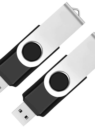 2 Pack 64GB USB Flash Drive USB 2.0 Thumb Drives Jump Drive Fold Storage Memory Stick Swivel Design - Black