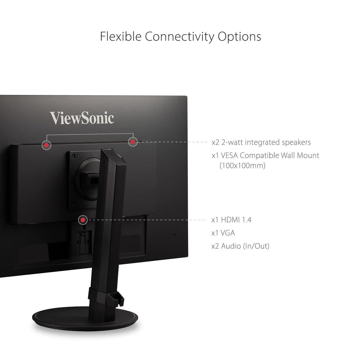 ViewSonic VA2447-MHJ 24 Inch Full HD 1080p Monitor with Advanced Ergonomics, FreeSync, 100Hz, Ultra-Thin Bezel, Eye Care, HDMI, VGA Inputs for Home and Office