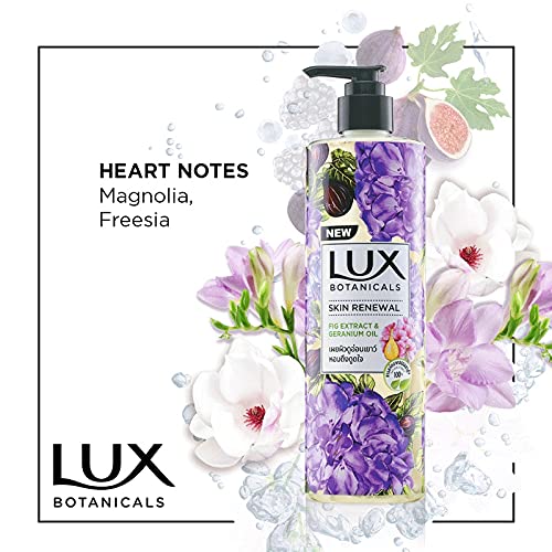 Lux Botanicals Skin Renewal Body Wash with Geranium Oil & Fig Extract for Women, 100% Natural Extracts, Moisturizing & Rejuvenating Shower Gel for Nourished & Glowing Skin, Fruity Floral Fragrance, No Parabens, 450 ml