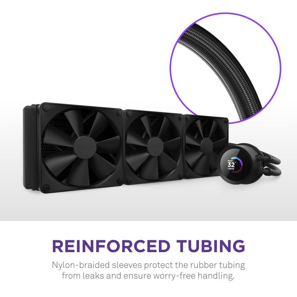 NZXT 360mm AIO CPU Liquid Cooler with Customizable LCD Display, High-Performance Pump, 3 Fans - Black