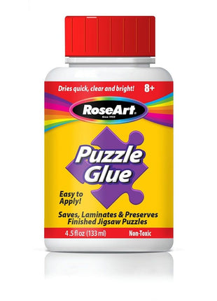 RoseArt Jigsaw Puzzle Glue with Applicator - Saves, Laminates and Preserves Finished Jigsaw Puzzles - Easy to Apply, Dries Quick, Clear & Bright