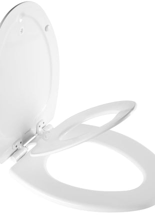 Mayfair NextStep2 Toilet Seat with Built-In Potty Training Seat, Slow-Close, Removable that will Never Loosen, Elongated, White
