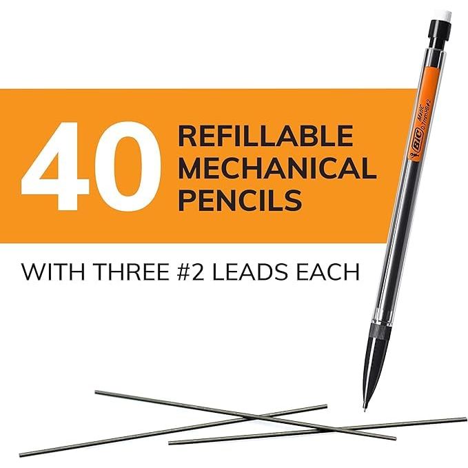 BIC Xtra Smooth Mechanical Pencil with 0.7 mm Medium Point, Refillable and Retractable, 40-Count Pack