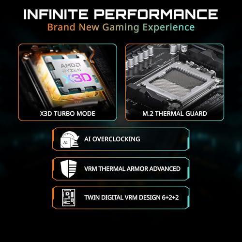 GIGABYTE B850 Gaming WIFI6 AMD AM5 LGA 1718 Motherboard, ATX, DDR5, 3X M.2, PCIe 5.0, USB-C, WIFI6E, 1GbE LAN, EZ-Latch, 5-Year Warranty