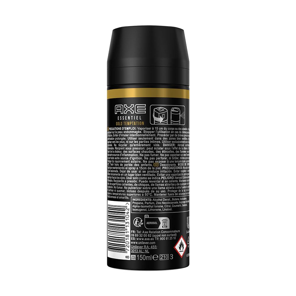 Axe Gold Temptation Long Lasting Deodorant Bodyspray For Men 150 ml