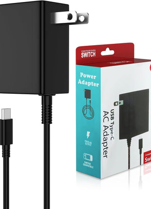Jeunesse Charger Compatible with Nintendo Switch,45W Ac Adapter for Lite,OLED,Dock,Supports TV Mode,Portable Travel Charger with 5.5FT Cable USB C