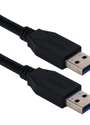 QVS 10ft USB 3.0/3.1 Type A Male to Male 5Gbps Black Cable - 10 ft USB Data Transfer