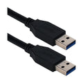 QVS 10ft USB 3.0/3.1 Type A Male to Male 5Gbps Black Cable - 10 ft USB Data Transfer