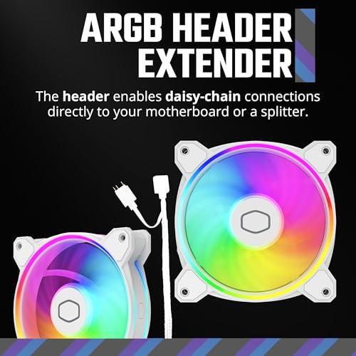 Cooler Master MF140 Halo² White PC Case Liquid Cooler Air Cooler Fan, 140mm Fan, Dual-Loop aRGB Rings, Dynamic PWM 2,050 RPM, Air Balance Blades, aRGB Lighting, Hybrid Frame