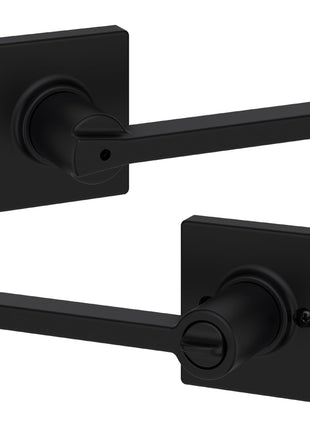 Kwikset Casey Interior Privacy Door Handle with Lock, Door Lever For Bathroom and Bedroom, Matte Black Reversible Keyless Turn Lock, with Microban Protection
