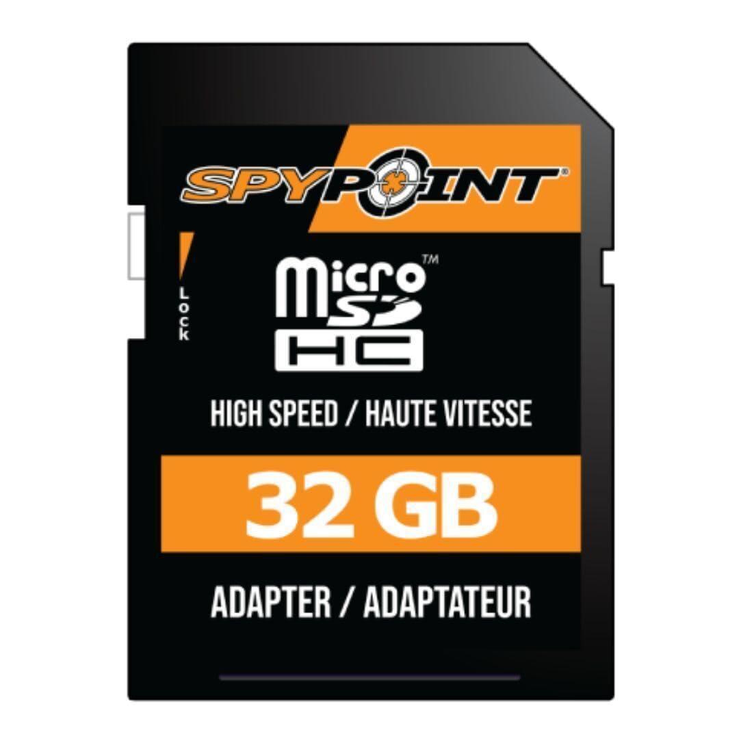 SPYPOINT 32GB Micro SD Memory Card Trail for Cameras | Adapter Media Storage for Trail and Game Cameras Designed | Used in Hunting and Trail Cams (Class 10 Speed)