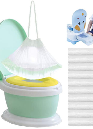 100 Pack Potty Chair Liners Disposable,Drawstring Training Toilet Seat Liner Bags Cleaning Bag for Kids Toddlers Outdoors Travel