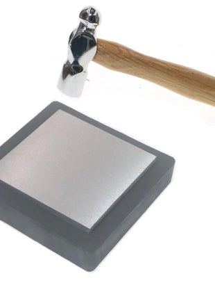 Steel Bench Block Flat Anvil Jewelers Tool with Rubber Block and Stamping Hammer for Jewelry Repairing, Metal Stamping