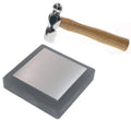 Steel Bench Block Flat Anvil Jewelers Tool with Rubber Block and Stamping Hammer for Jewelry Repairing, Metal Stamping