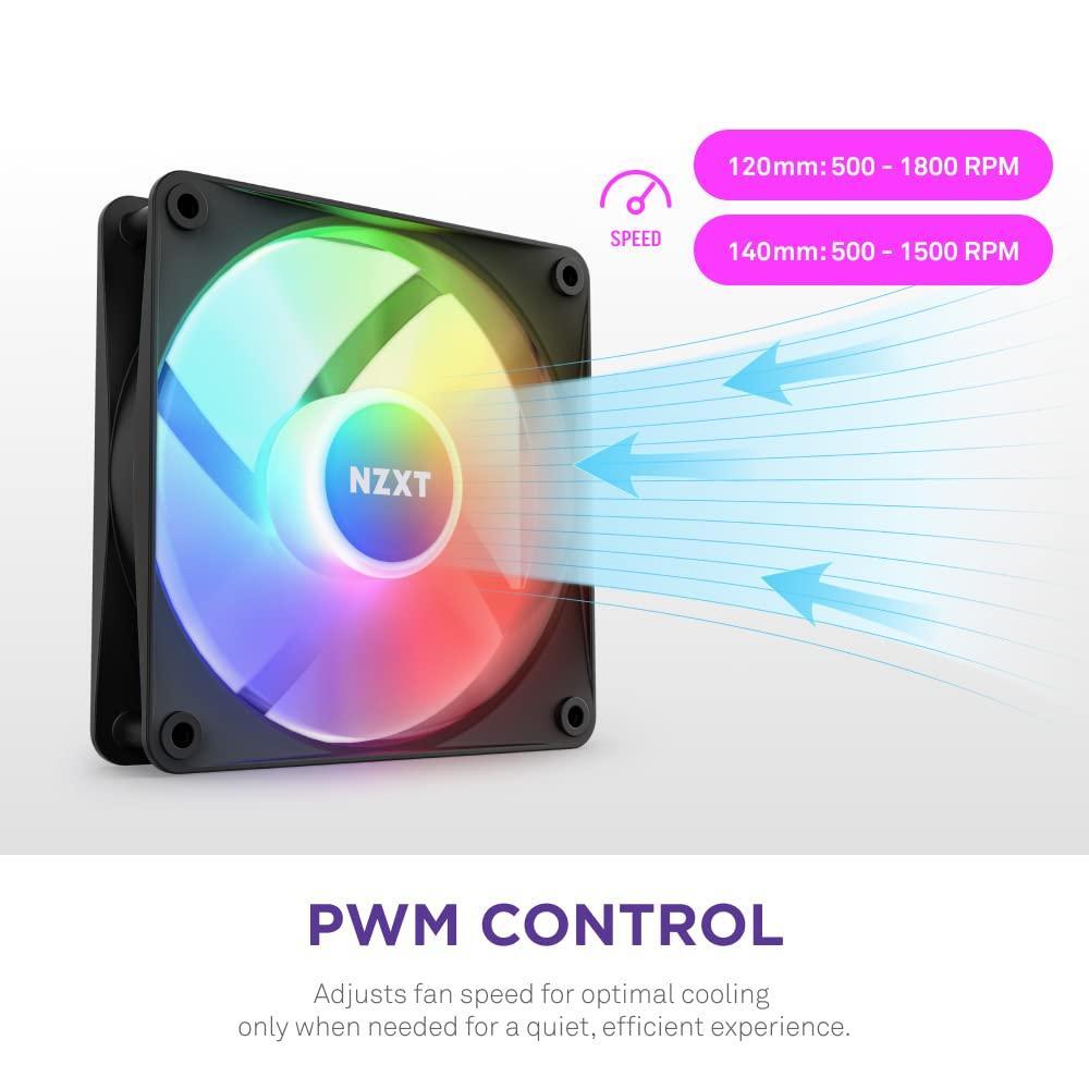 NZXT F120 RGB Core - 120mm Hub-Mounted RGB Fan - 8 Individually-Addressable LEDs - Semi-Translucent Blades - High Static Pressure & Airflow - Quiet Operation PWM Control - CAM Software - Black
