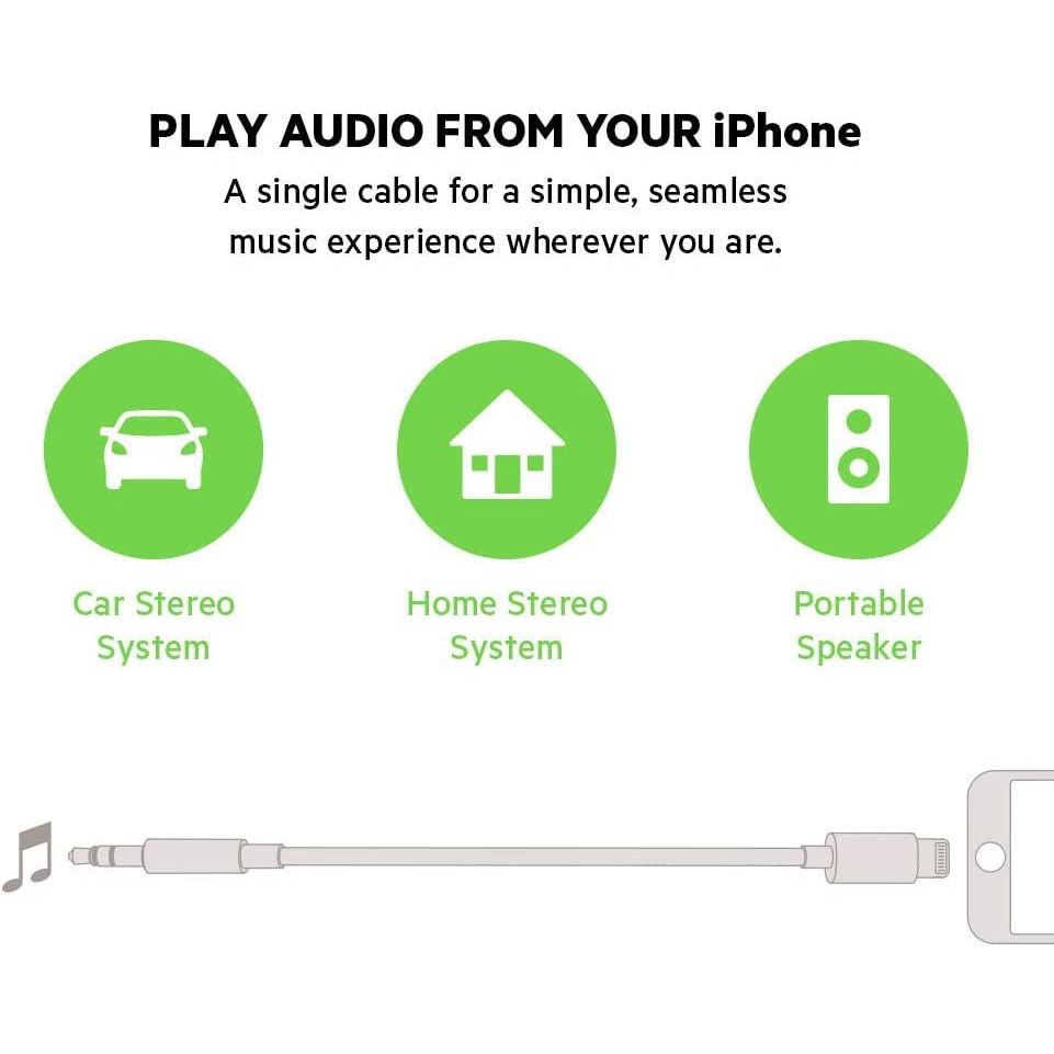 (Apple MFi Certified) iPhone AUX Cord,Lightning to 1/8 Inch Audio Cable,3.3ft, Headphone Jack Adapter Male Aux Stereo Audio Cable Compatible for iPhone 14/13/12/11/XR/X/8/7 (White)
