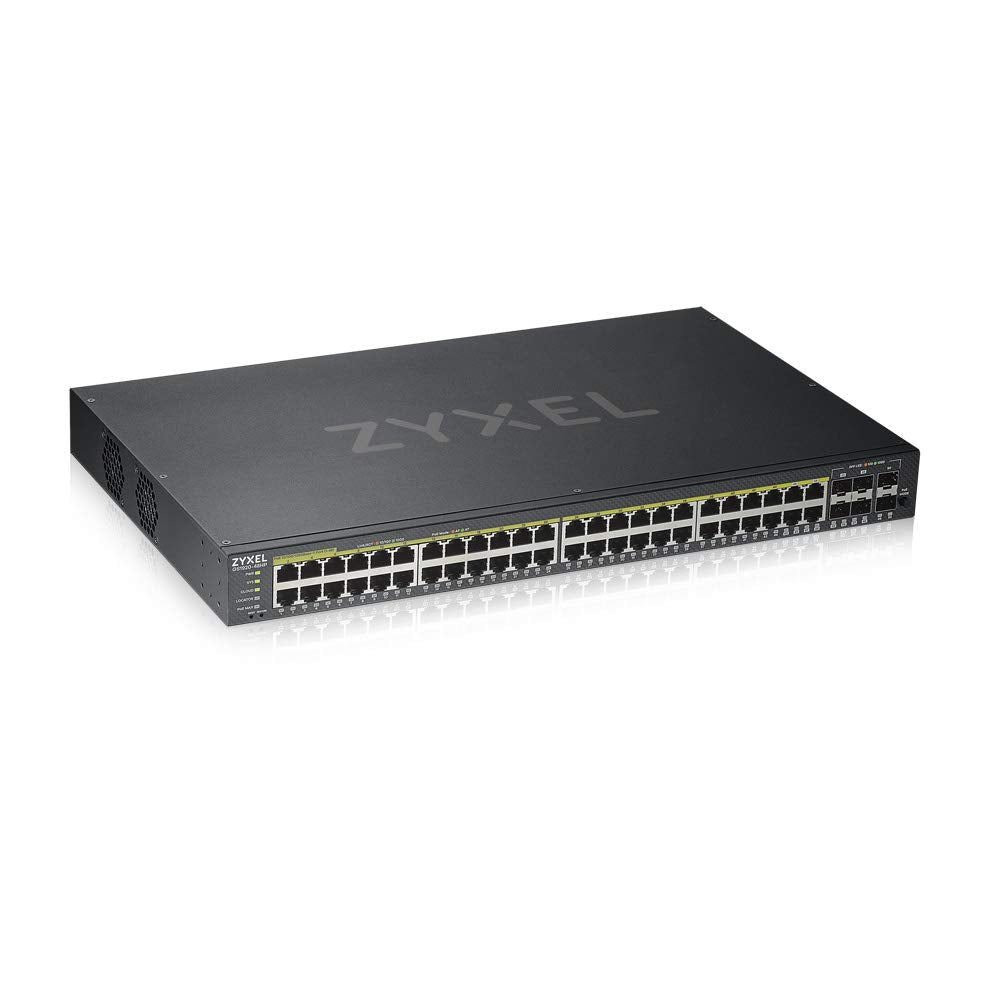 Zyxel 48-Port PoE Gigabit Switch | Smart Managed | 48x PoE+ @375W | 4x SFP | Optional Nebula Cloud | Rackmount [GS1920-48HPV2]