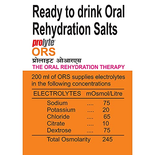 Cipla Prolyte ORS Ready to Drink Oral Rehydration Contains Vital Electrolytes | Restores Body Fluids & Electrolytes Lost Due to Sweating, Diarrhea & Vomiting | WHO Formula (Orange liquid, Pack of 10)