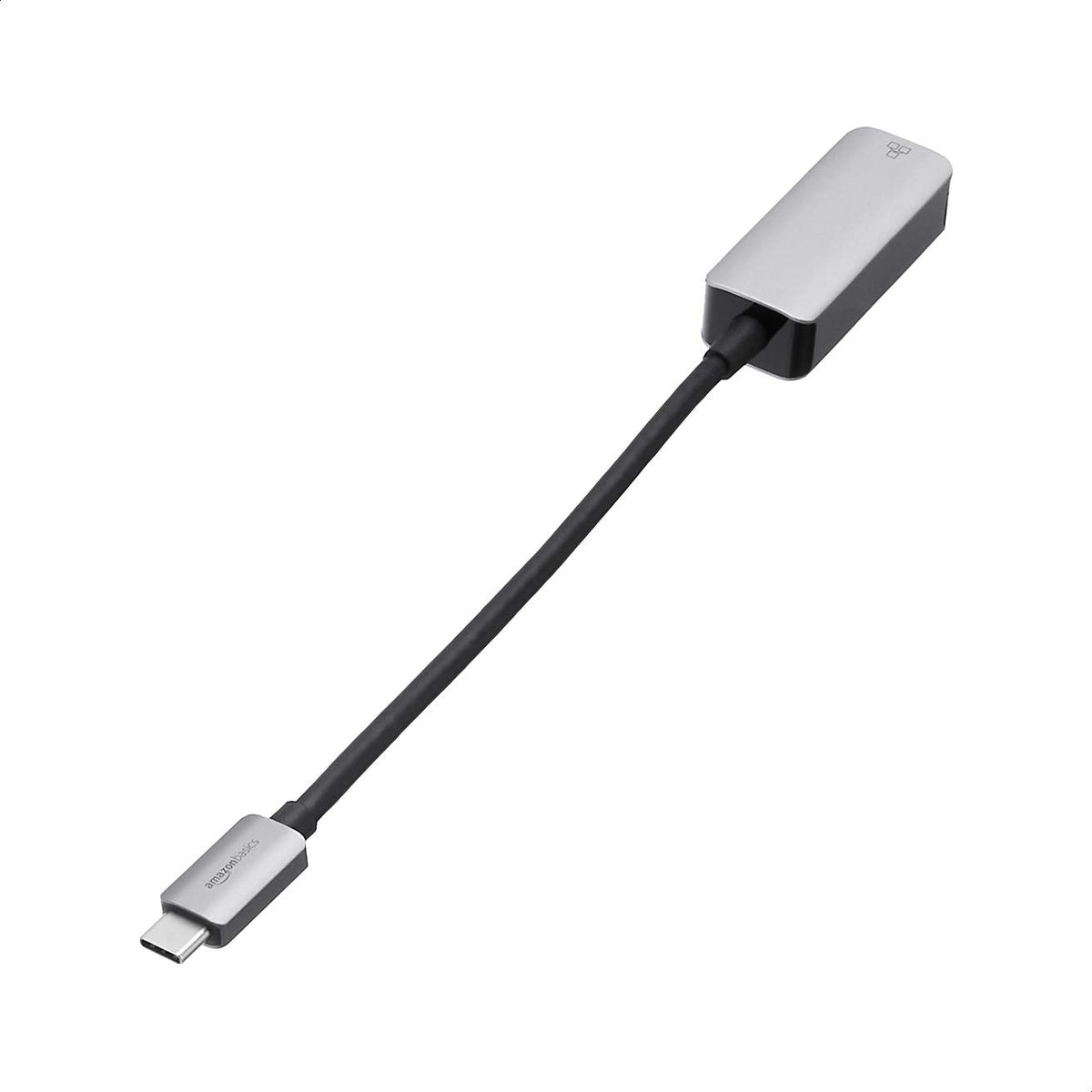 Amazon Basics Aluminum USB-C to RJ45 Gigabit Ethernet Adapter, Fast Network, Grey, 2.07 x 0.81 x 0.6 inches