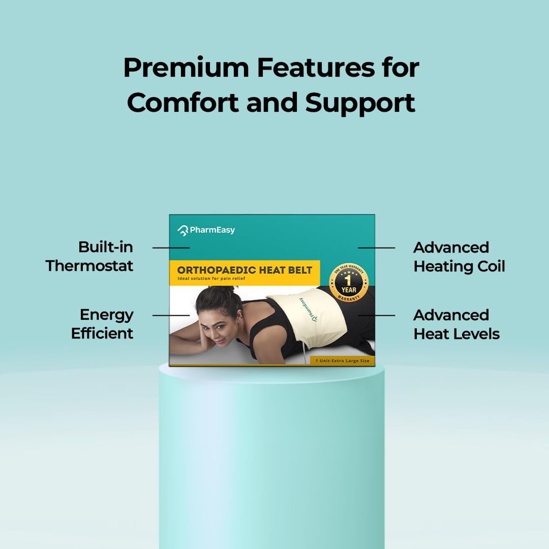 PharmEasy Electric Heating Pad- Extra Large Size for Back Pain Relief | Heat Belt with Temperature Controller for Lower Back, Knee, Shoulder, Period Cramps & Neck | Hot Heating Belt