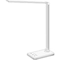 White crown LED Desk Lamp Dimmable Table Lamp Reading Lamp with USB Charging Port, 5 Lighting Modes, Sensitive Control, 30/60 Minutes Timer (White, First-Generation)