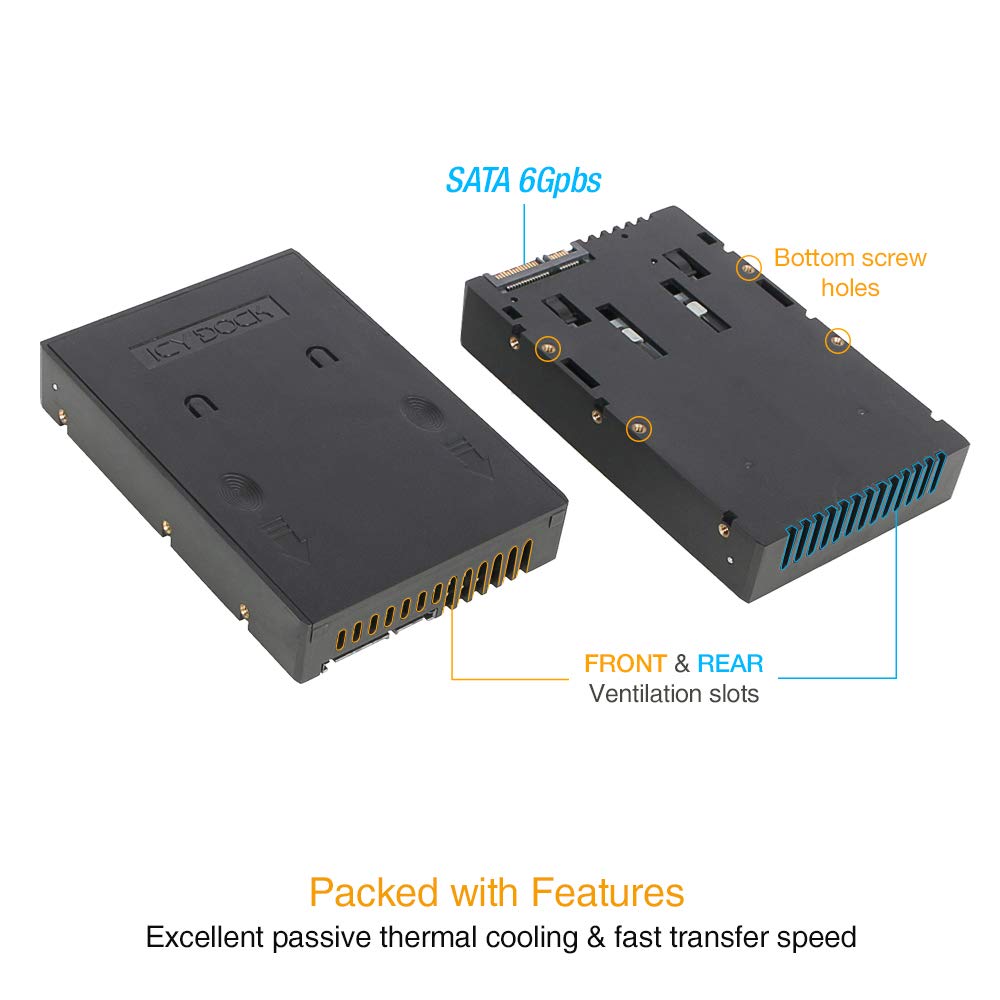 ICY DOCK 2.5 inch to 3.5 inch SATA Hard Drive/SSD Adapter Mounting Bracket for Internal 3.5" Drive Bay | EZConvert Lite MB882SP-1S-1B