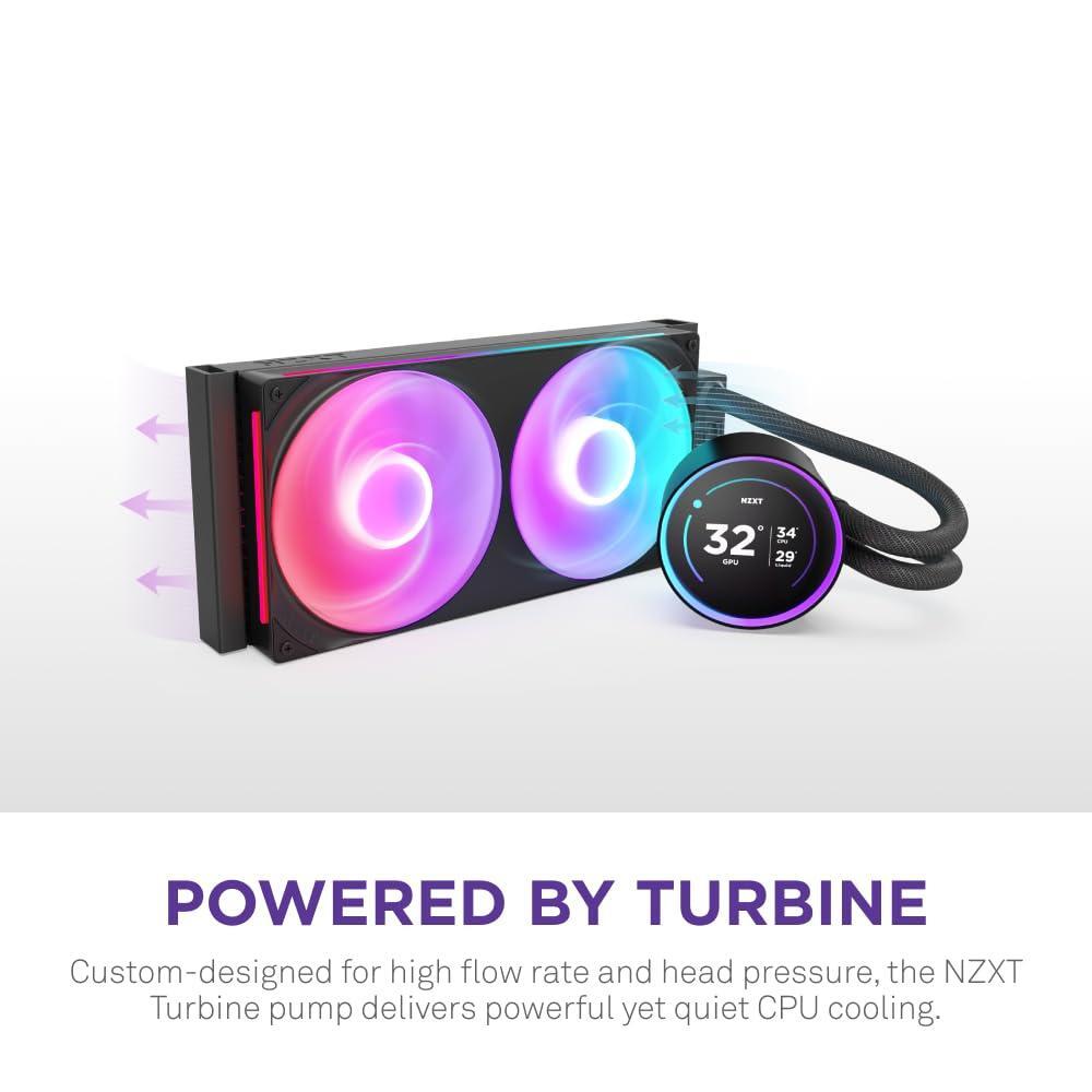NZXT Kraken Elite 280 RGB 2024 - AIO CPU Liquid Cooler - 280mm Radiator - F280 RGB Core Fan - Customizable 2.72" IPS LCD - NZXT Turbine Pump - AMD® AM5, AM4 - Intel® LGA 1851/1700, 1200/115X - Black