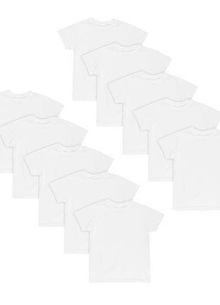 Hanes Boys Eco White Crew Undershirts, 10 Pack, Size M