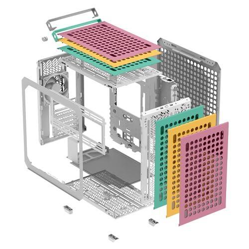 Cooler Master QUBE 500 Flatpack Macaron High Airflow Gaming ATX PC Mid-Tower, Customizable, Tempered Glass, Vertical GPU Mount, 365mm GPU Clearances, USB-C, Carrying Handle, Gem Mini