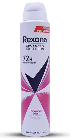 Rexona Powder Dry Advanced Protection Anti-Perspirant Deodorant for Women | 72H* Odour Protection | 0% Alcohol | Leaves No Marks on Clothes| 200ml