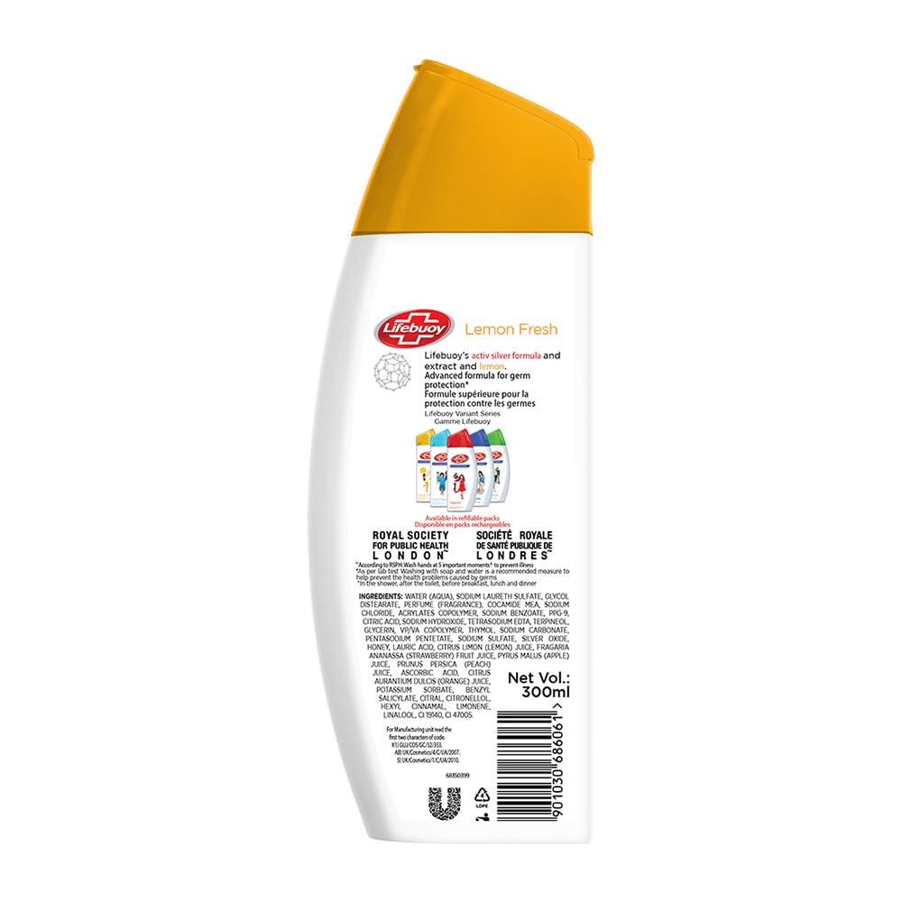 Lifebuoy Lemon Fresh Antibacterial Body Wash, 300ml