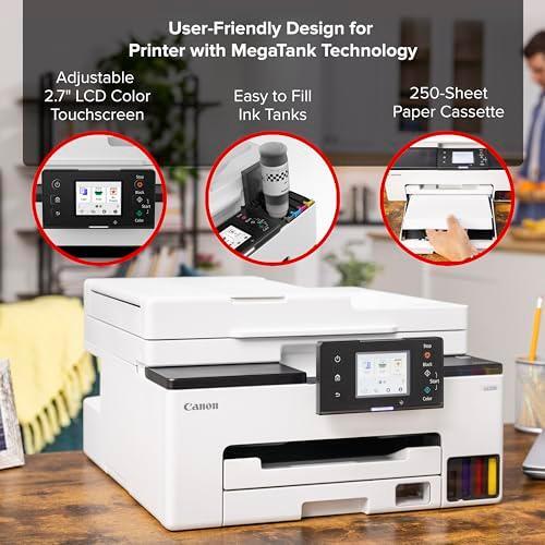 Canon Megatank GX2020 All-in-One Wireless Supertank [Megatank] Printer | Print, Copy and Scan| Mobile Printing |2.7" LCD Color Touchscreen | Auto Document Feeder and Auto Duplex Printing