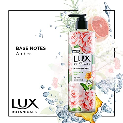 Lux Botanicals Glowing Skin Body Wash with Gardenia & Honey Extracts for Women, 100% Natural Extracts, Moisturizing & Gentle Shower Gel for Smooth & Nourished Skin, Floral Fragrance, No Parabens, 450 ml