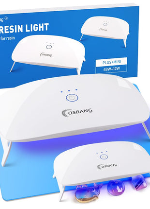 2 Pack UV Light for Resin, Large Size Foldable UV Resin Lamp and Mini Portable Light, Fast Curing and Light Weight UV Lamp, Resin Kits for Jewelry Making, DIY Craft