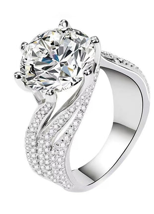 Sterling Silver Cubic Zirconia Ring, Layers Design Princess Cut Moissanite Simulated Diamond Solitaire Ring, Dainty Wedding Band CZ Half Eternity Stackable Engagement Ring Jewelry-Making-Patterns 8