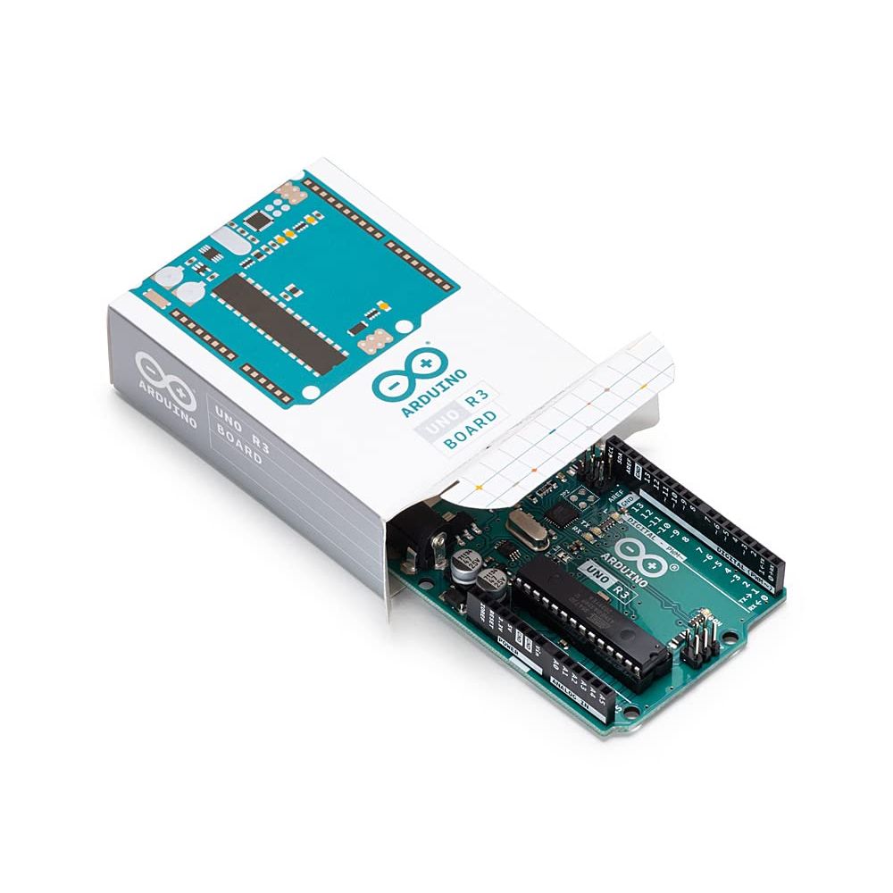 Arduino Uno REV3 [A000066] – ATmega328P Microcontroller, 16MHz, 14 Digital I/O Pins, 6 Analog Inputs, 32KB Flash, USB Connectivity, Compatible with Arduino IDE for DIY Projects and Prototyping
