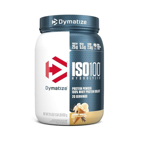 Dymatize ISO100 Protein Powder, 100% Whey Isolate, Gourmet Vanilla | 25g Protein, Hydrolyzed, Fast-Absorbing, Supports Muscle Health, 5.5g BCAAs, Gluten-Free, 20 Servings, 1.3 lb