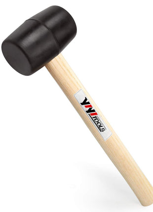 YIYITOOLS YY-2-005 Rubber Mallet Hammer With Wood Handle–8-oz, black