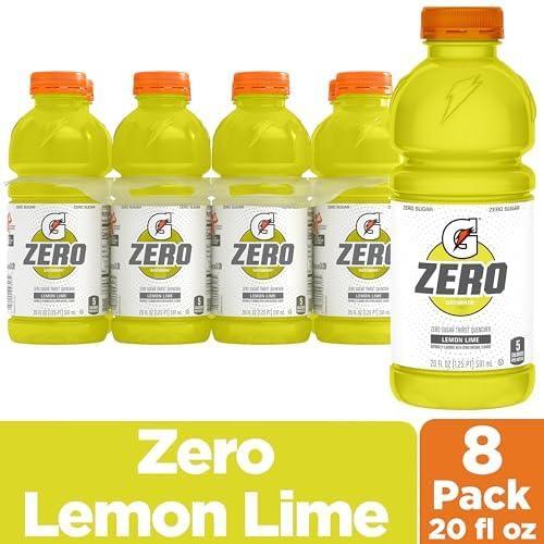 Gatorade Zero Sugar Thirst Quencher Sports Drinks, Lemon-Lime, 20 Ounce Bottles (Pack of 8)