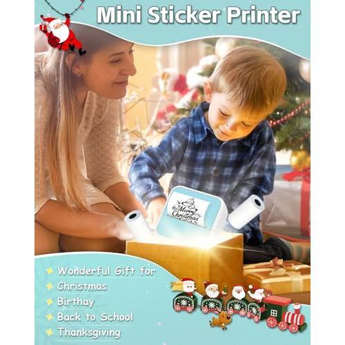 Sticker Printer - Printpods Mini Printer with Stickers, Print Pod, Bluetooth Inkless Printers, Sticker Maker, Portable Thermal Printer for iphone, Impresora Portátil for Notes, Journal, DIY, Kids Gift