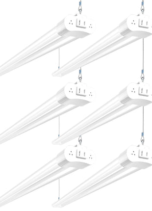 hykolity 4FT LED Shop Light,4400LM,42W [250W Equivalent], 5000K Daylight | Utility Linkable Shop Light Fixture,Hanging or Surface Mount, with Power Cord,Shop Lights for Workshop,ETL,White,6 Pack