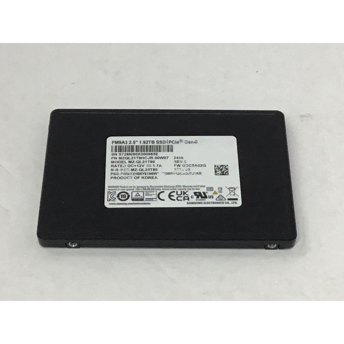 SAMSUNG PM9A3 SSD 2.5 U.2 NVME GEN 4 1.92TB