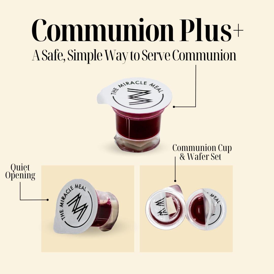 MM Pre Packaged Communion Plus Cups | Box of 100 with juice and wafer | by The Miracle Meal