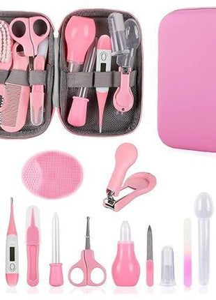 Baby Grooming Kit, Infant Safety Care Set with Hair Brush Comb Nail Clipper Nasal Aspirator,Baby Essentials Kit for Newborn Girls Boys (Pink Baby Grooming kit)