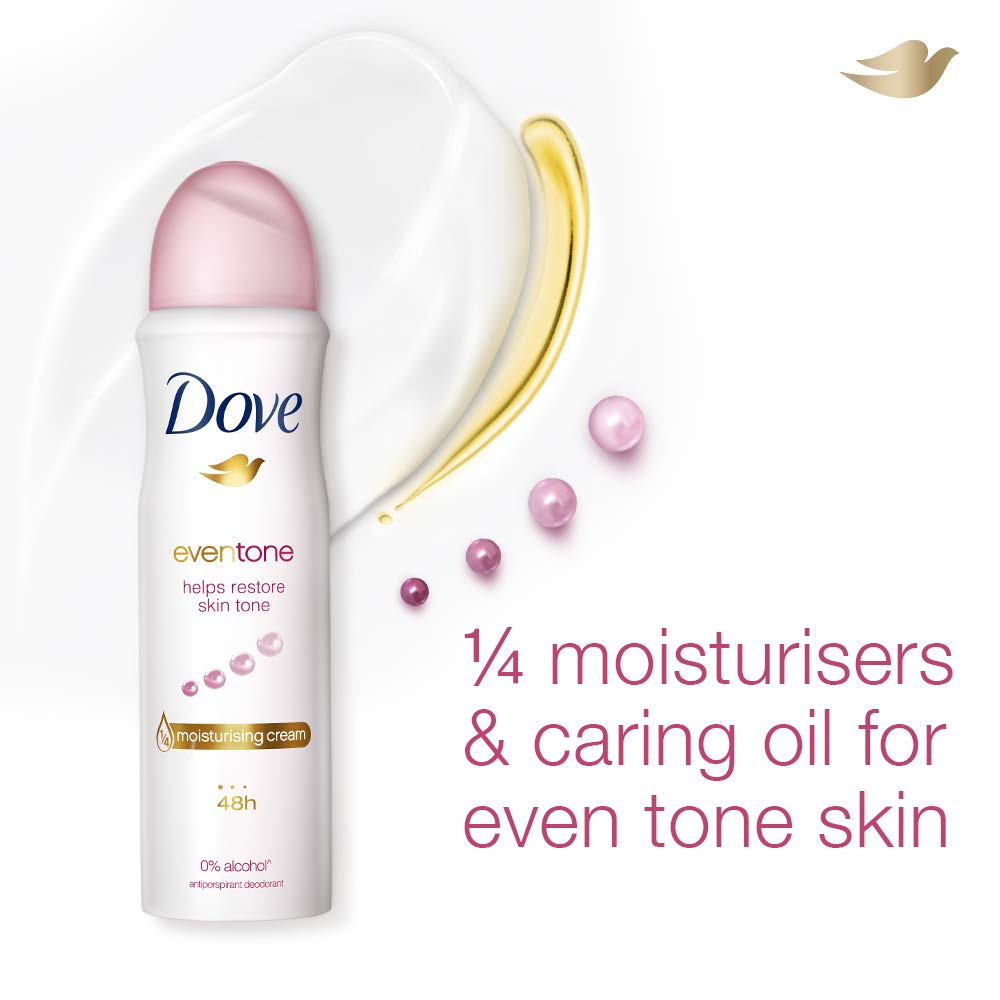 Dove Eventone Deodorant For Women, Antiperspirant Body Spray For Long Lasting Odour Protection, Skin Friendly Deo, Alcohol Free, Paraben Free, 150 ml