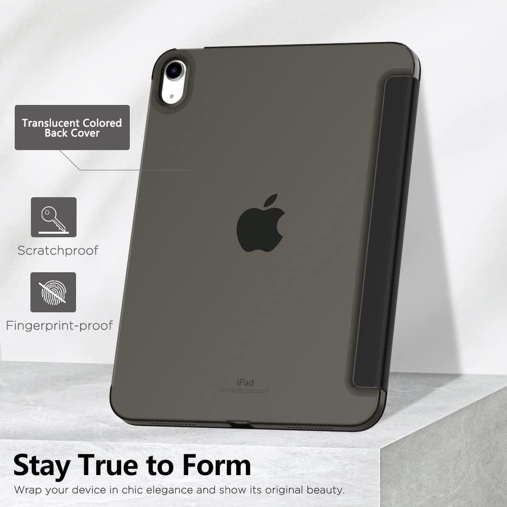 MoKo for iPad (A16) 11th Generation Case 11 Inch 2025, iPad 10th Generation Case 10.9 Inch 2022, Slim Stand Hard PC Translucent Back Shell Smart Cover, Support Touch ID, Auto Wake/Sleep, Black